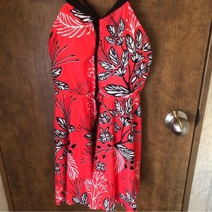 NWT Maternity Tankini w/Strappy Black Back Laced Front Empire Waist Fuller Skirt